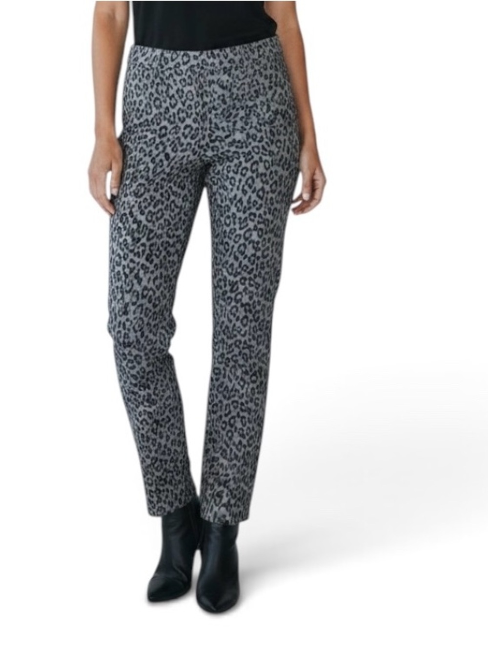 Banana Republic Sloan Gray Black Animal Print Pant Size 14
